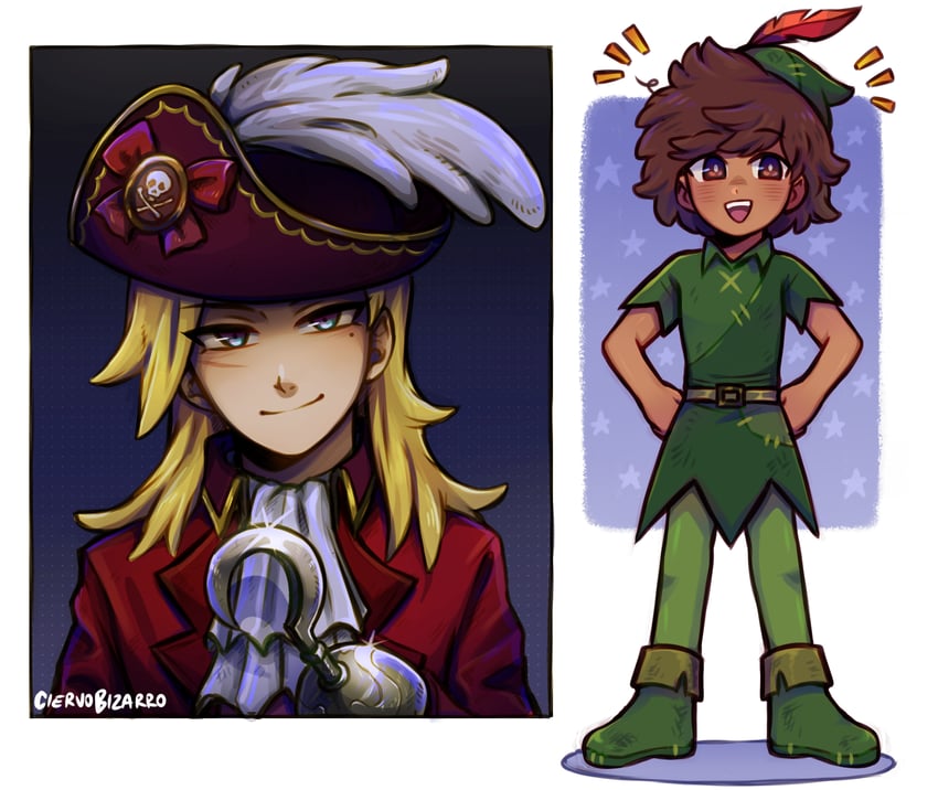 sasha waybright, anne boonchuy, and peter pan (amphibia and 1 more) drawn by ciervobizarro