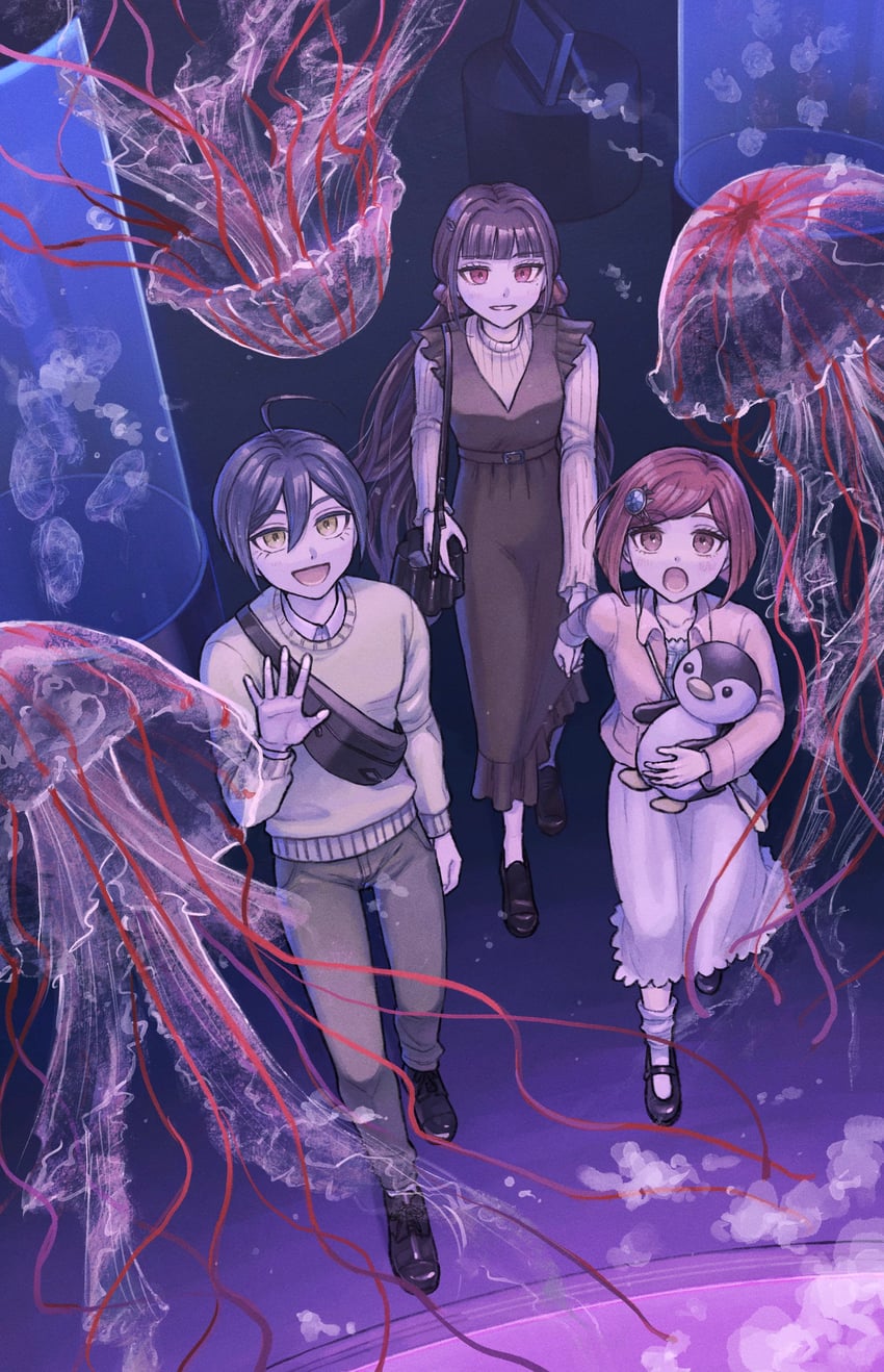 saihara shuichi, harukawa maki, and yumeno himiko (danganronpa and 1 more) drawn by kudo_(kddrv3)