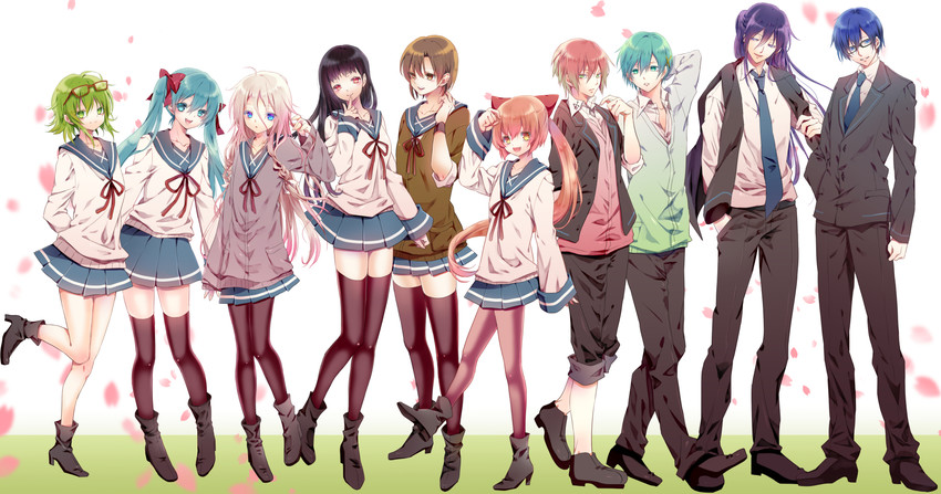 hatsune miku, kaito, meiko, gumi, ia, and 6 more (vocaloid) drawn by sinwa_(tamaki)