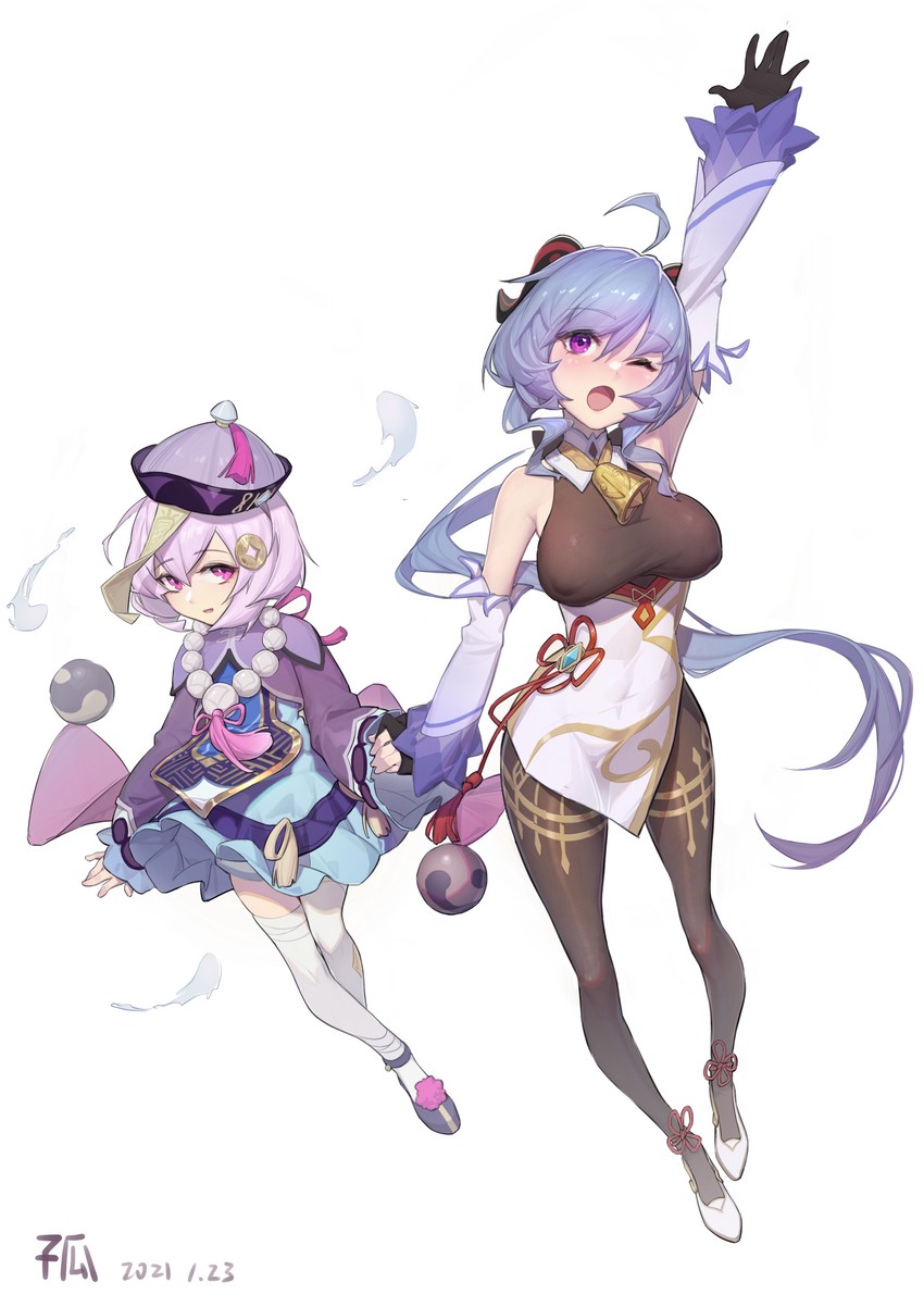 ganyu and qiqi (genshin impact) drawn by meng_zhongfeng_ji_li_mm