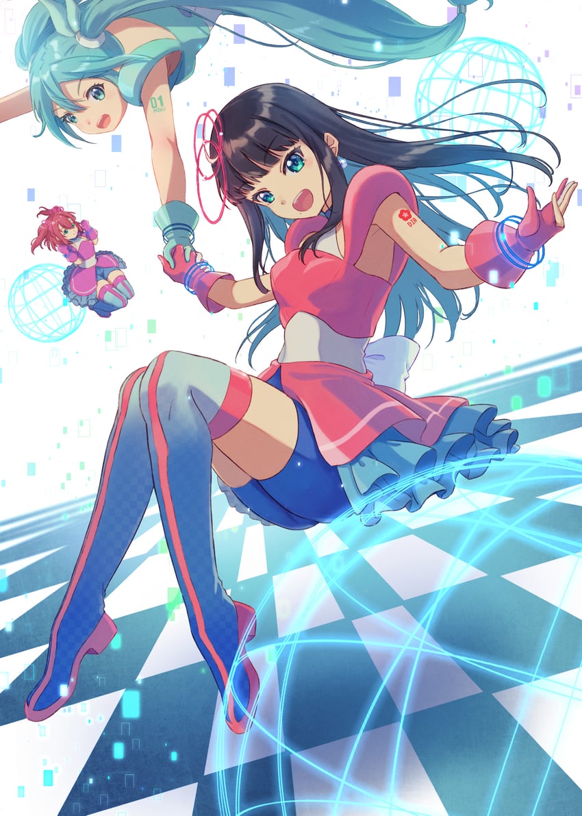 hatsune miku, kurosawa dia, and kurosawa ruby (vocaloid and 2 more) drawn by macken666