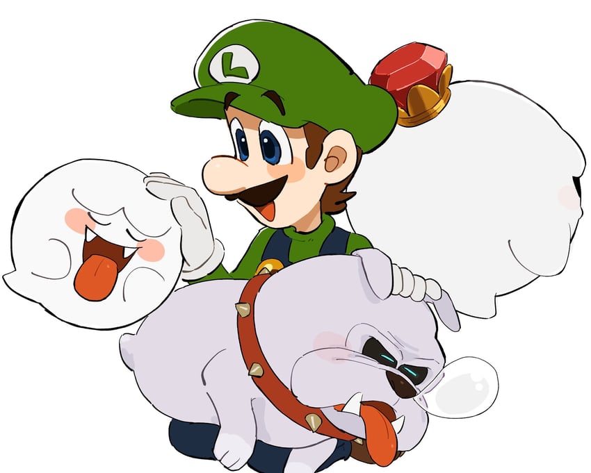 luigi, boo, king boo, and spooky (mario and 1 more) drawn by mimimi_(mimimim9999)