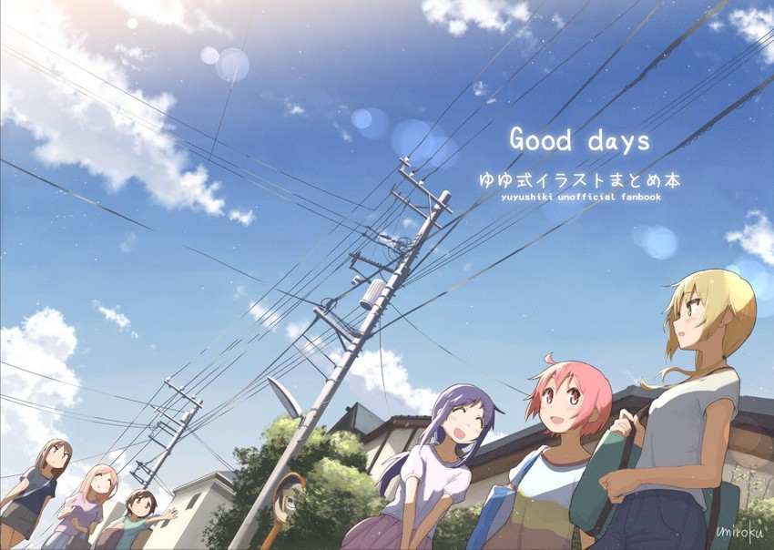 ichii yui, hinata yukari, nonohara yuzuko, aikawa chiho, okano kei, and 1 more (yuyushiki) drawn by umiroku