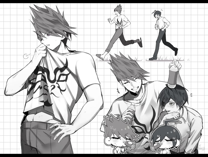 saihara shuichi and momota kaito (danganronpa and 1 more) drawn by gaba33