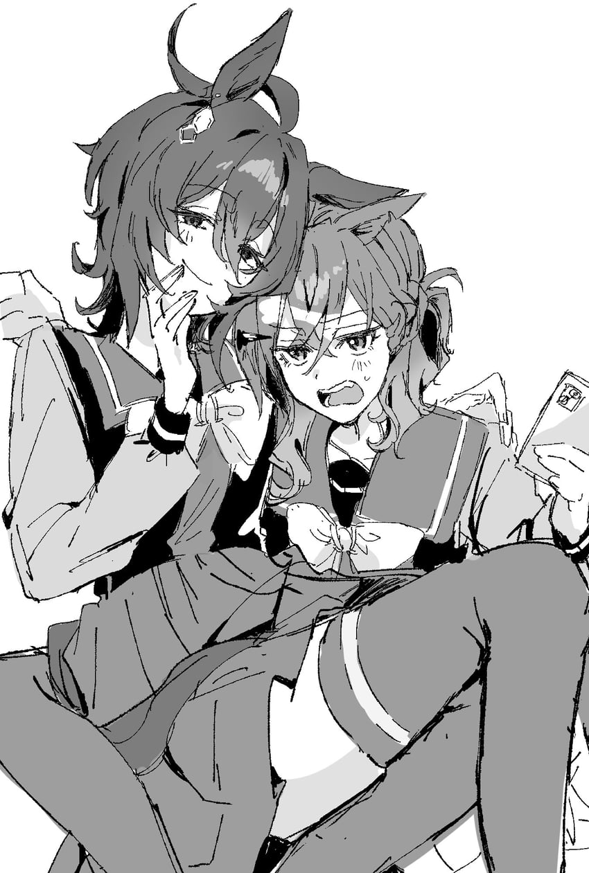 agnes tachyon and jungle pocket (umamusume) drawn by hakusai_0815