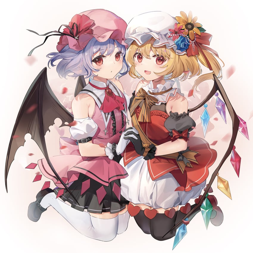 remilia scarlet and flandre scarlet (touhou) drawn by kita_(kitairoha)
