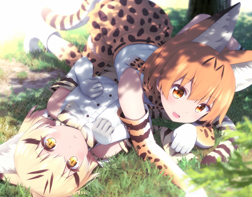 serval and sand cat (kemono friends) drawn by goribote