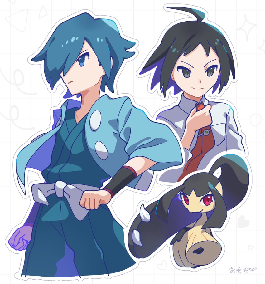 cheren, mawile, and falkner (pokemon and 2 more) drawn by omochi_(omotimotittona3)