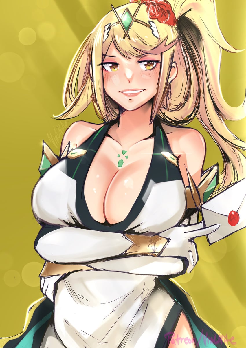 mythra (xenoblade chronicles and 2 more) drawn by vialnite