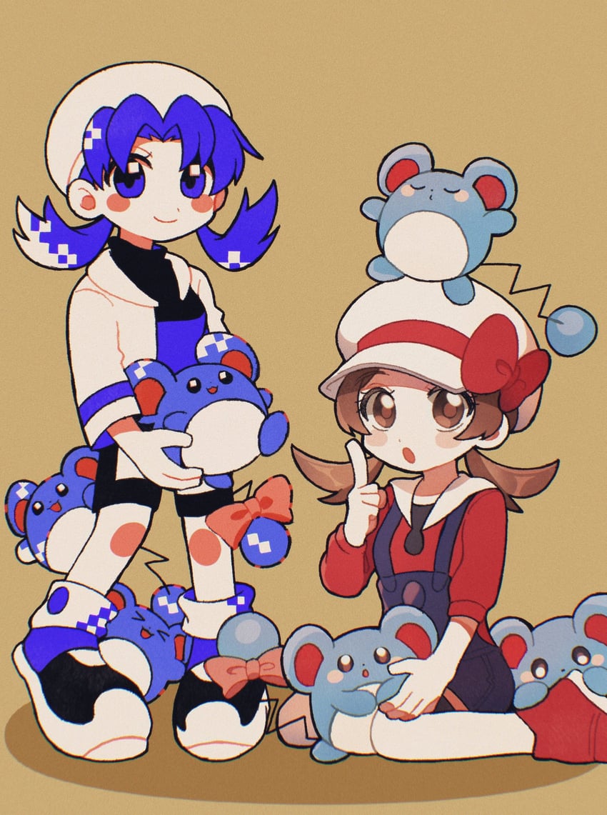 lyra, kris, and marill (pokemon and 2 more) drawn by mikakami1e