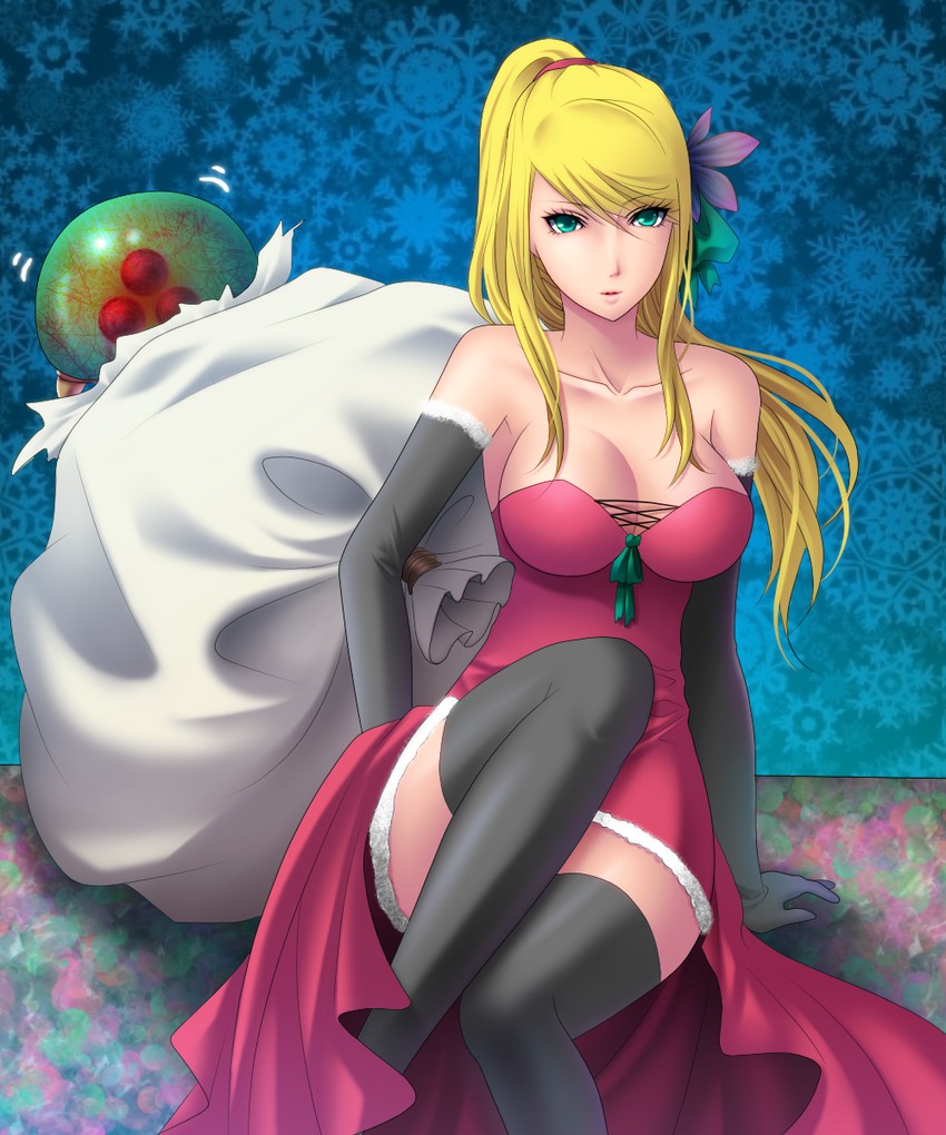 samus aran, metroid, and metroid larva (super smash bros. and 1 more) drawn by kukua_(mosushi)