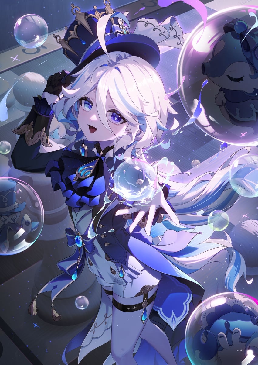 furina, surintendante chevalmarin, gentilhomme usher, and mademoiselle crabaletta (genshin impact) drawn by heiyizhushenxia