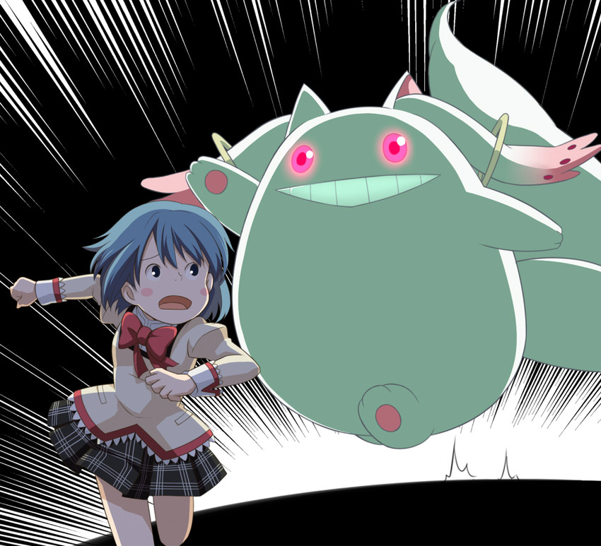 miki sayaka and kyubey (mahou shoujo madoka magica and 1 more) drawn by tsukumo_(soar99)