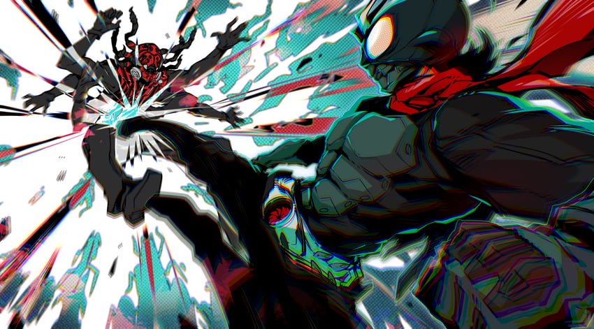 kamen rider 1 and kumo augment 01 (kamen rider and 1 more) drawn by linnnoj