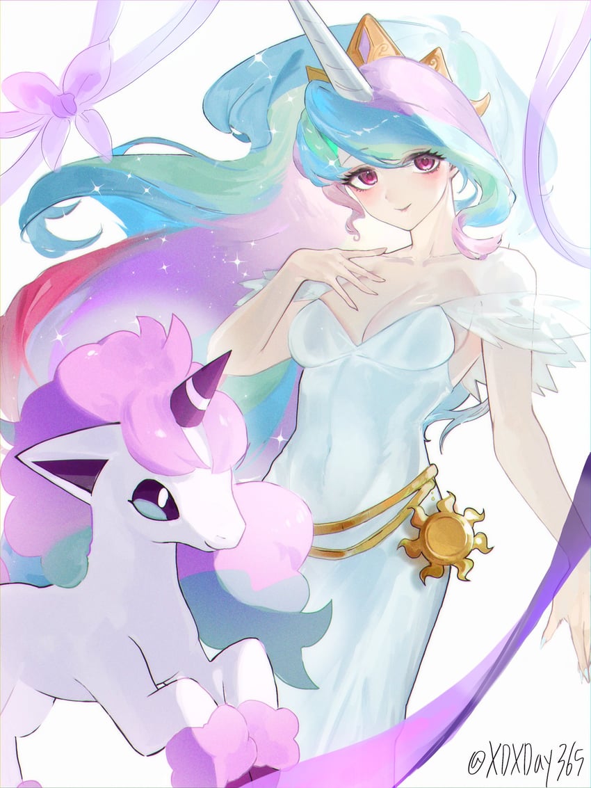 galarian ponyta and princess celestia (pokemon and 3 more) drawn by xdxday365