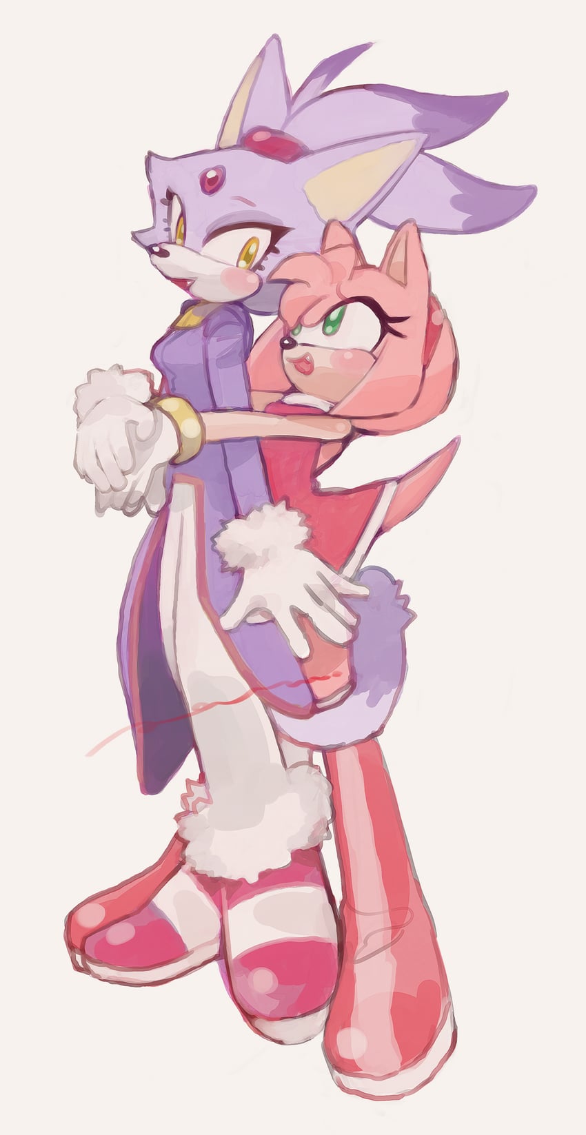 amy rose and blaze the cat (sonic) drawn by pam3le