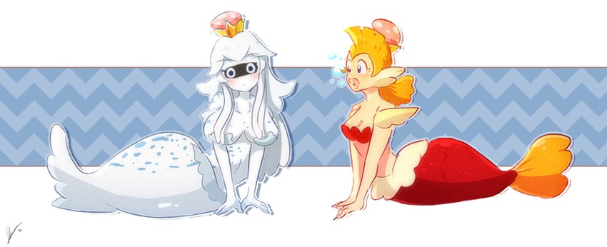 bloopette and princess cheep cheep (mario and 1 more) drawn by endifi