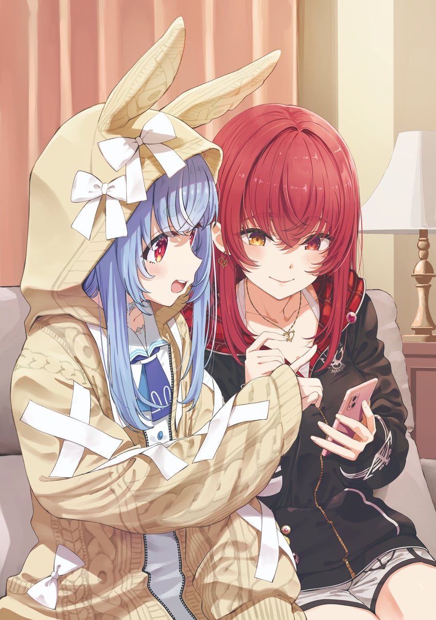 houshou marine and usada pekora (hololive) drawn by anno_masato