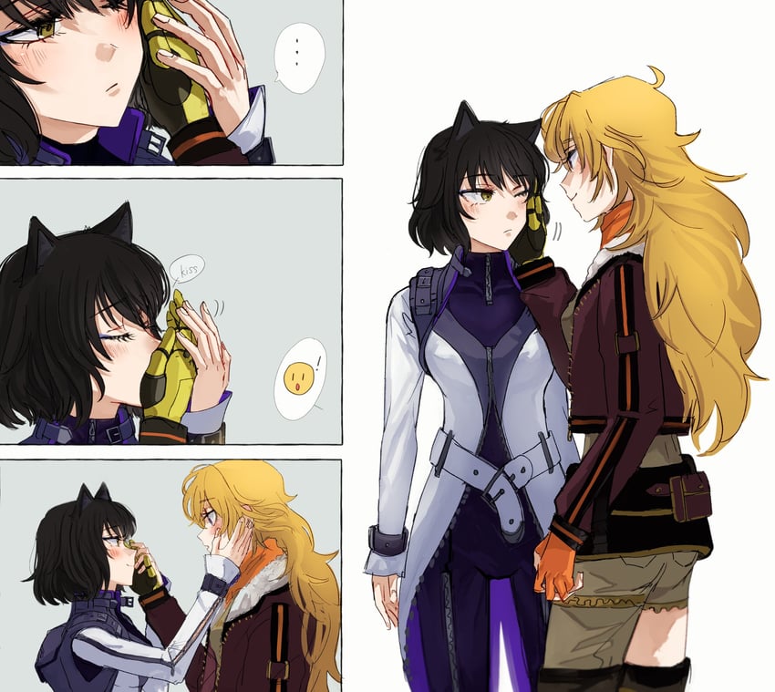 yang xiao long and blake belladonna (rwby) drawn by naizo_(kimosugimasu)