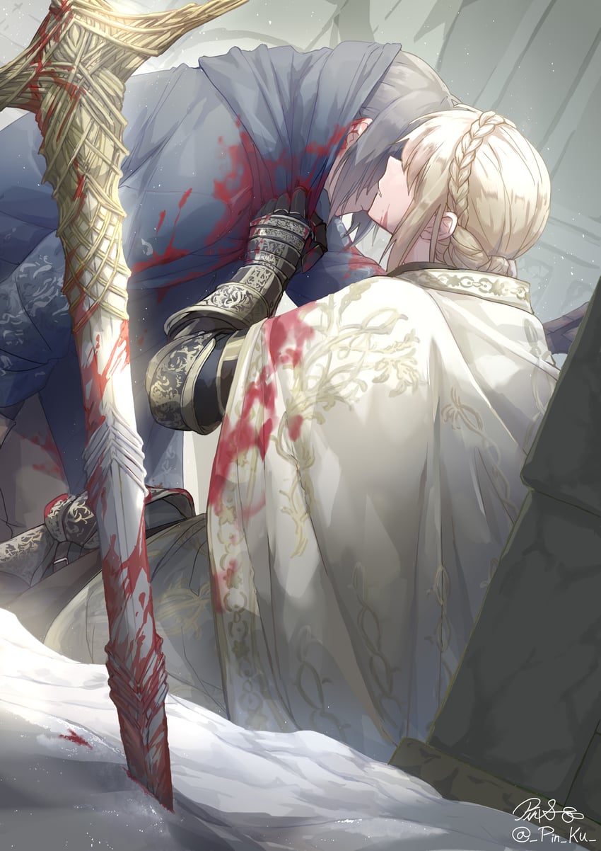 tarnished and needle knight leda (elden ring and 1 more) drawn by pin.s