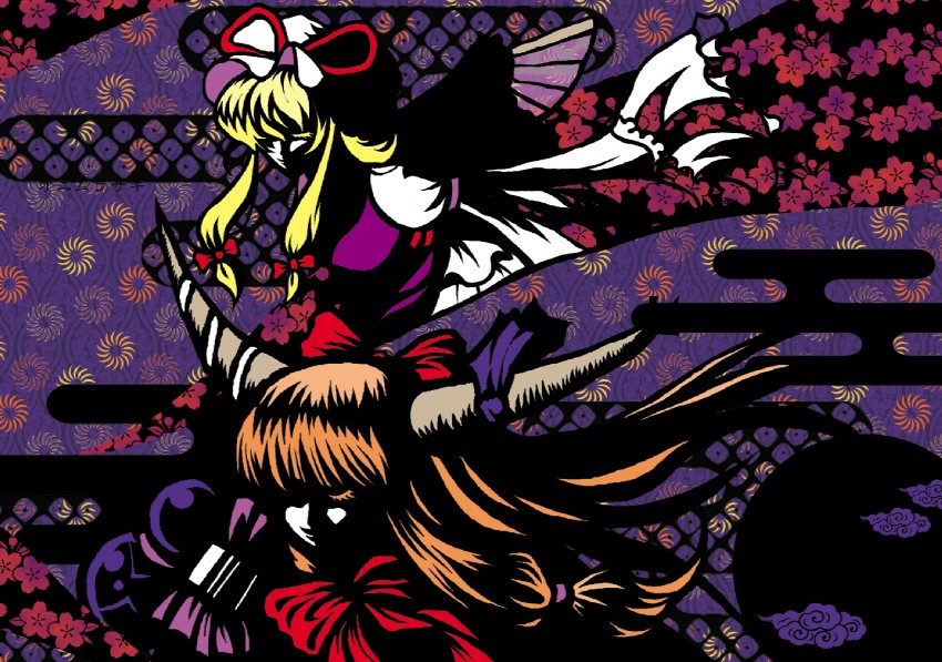 yakumo yukari and ibuki suika (touhou) drawn by fuu_(futian)