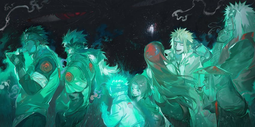 uchiha obito, uzumaki kushina, namikaze minato, jiraiya, sarutobi asuma, and 4 more (naruto and 1 more) drawn by hex_6shui