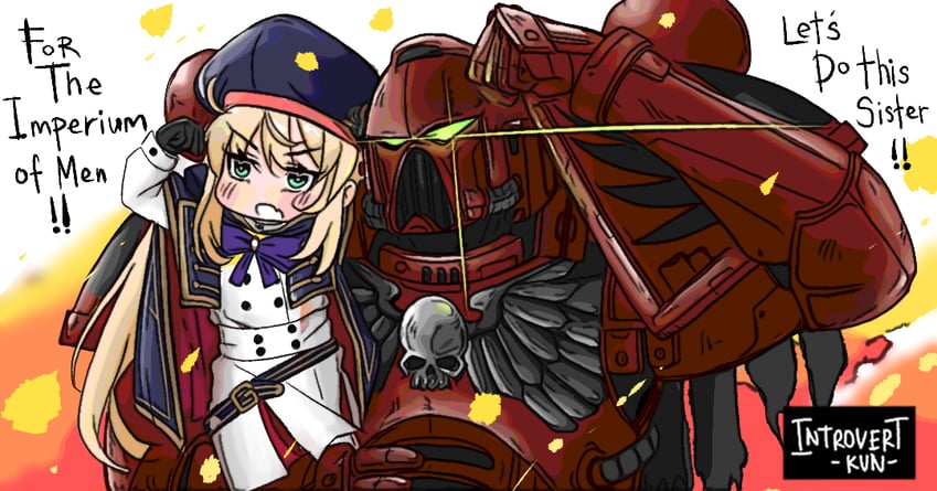 artoria pendragon, artoria caster, and adeptus astartes (fate and 2 more) drawn by introvert-kun