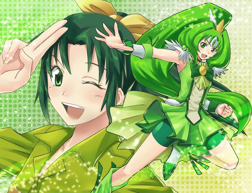 midorikawa nao and cure march (precure and 1 more) drawn by peeta
