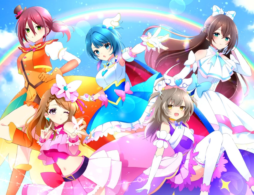 cure sky, cure prism, cure butterfly, aizawa kazuha, sasaki ran, and 5 more (precure and 2 more) drawn by mizuha_(dreamchild_0504)