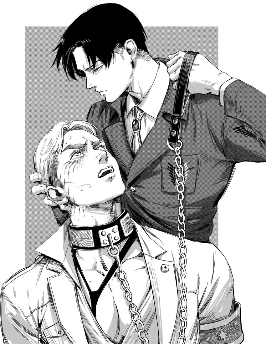 levi and erwin smith (shingeki no kyojin) drawn by dudlesnoodles
