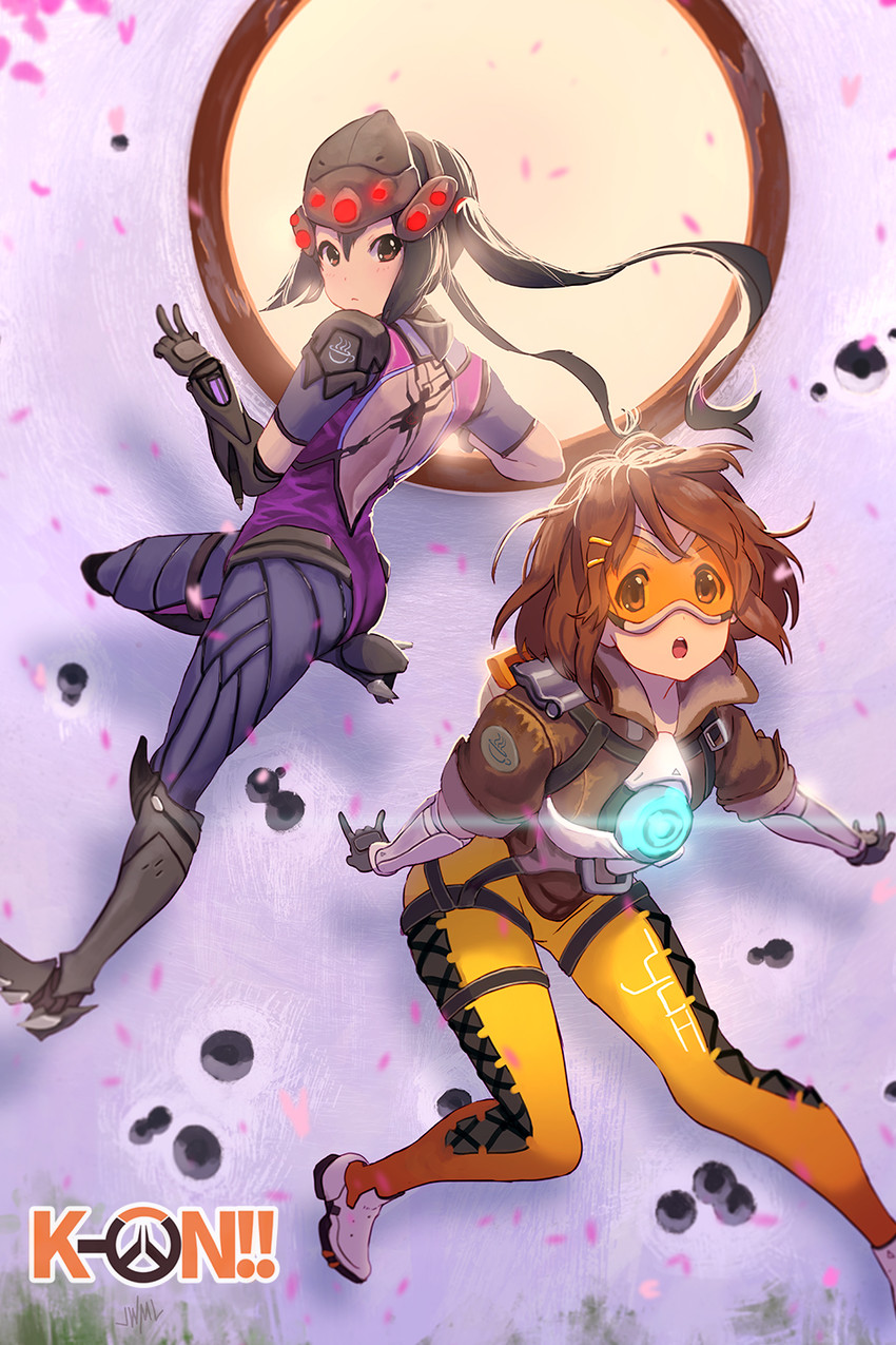 nakano azusa, hirasawa yui, tracer, and widowmaker (k-on! and 2 more) drawn by justin_leyva_(steamy_tomato)