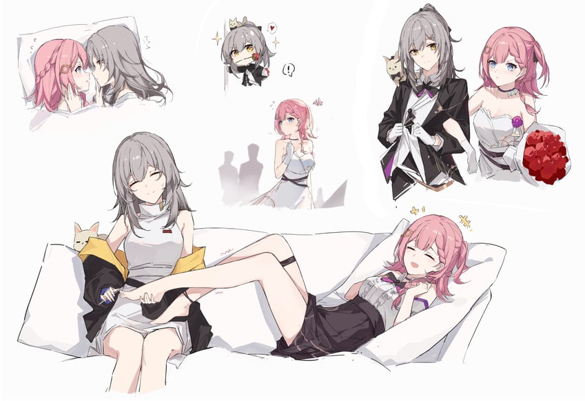 trailblazer, stelle, asta, and peppy (honkai and 1 more) drawn by yajuu