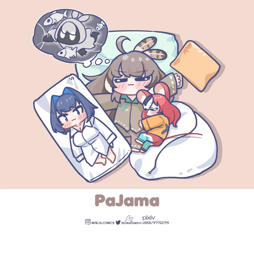 ouro kronii, nanashi mumei, and hakos baelz (hololive and 2 more) drawn by monja_(monja0521)