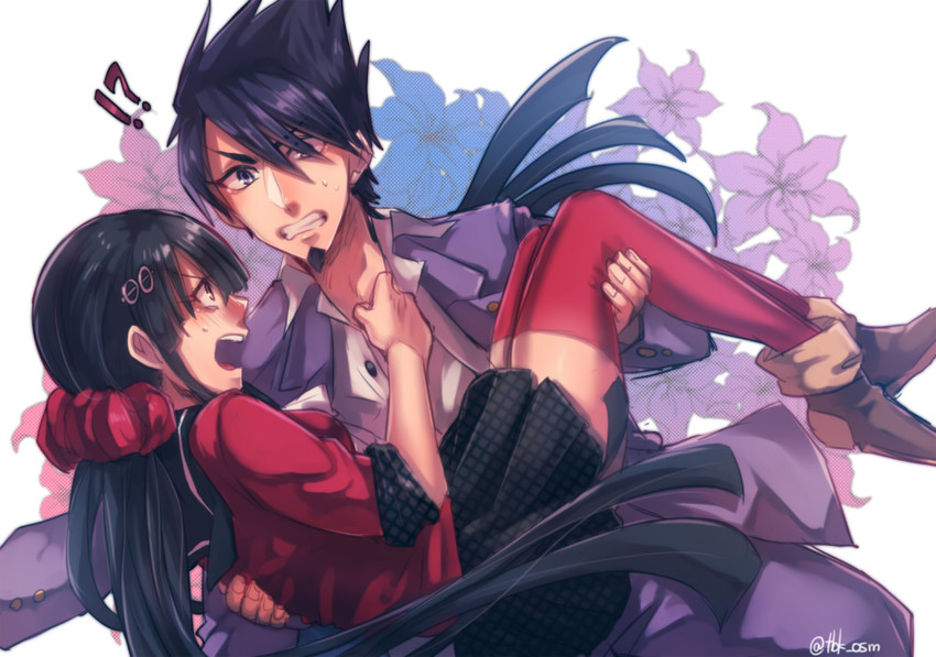 harukawa maki and momota kaito (danganronpa and 1 more) drawn by kamuinii