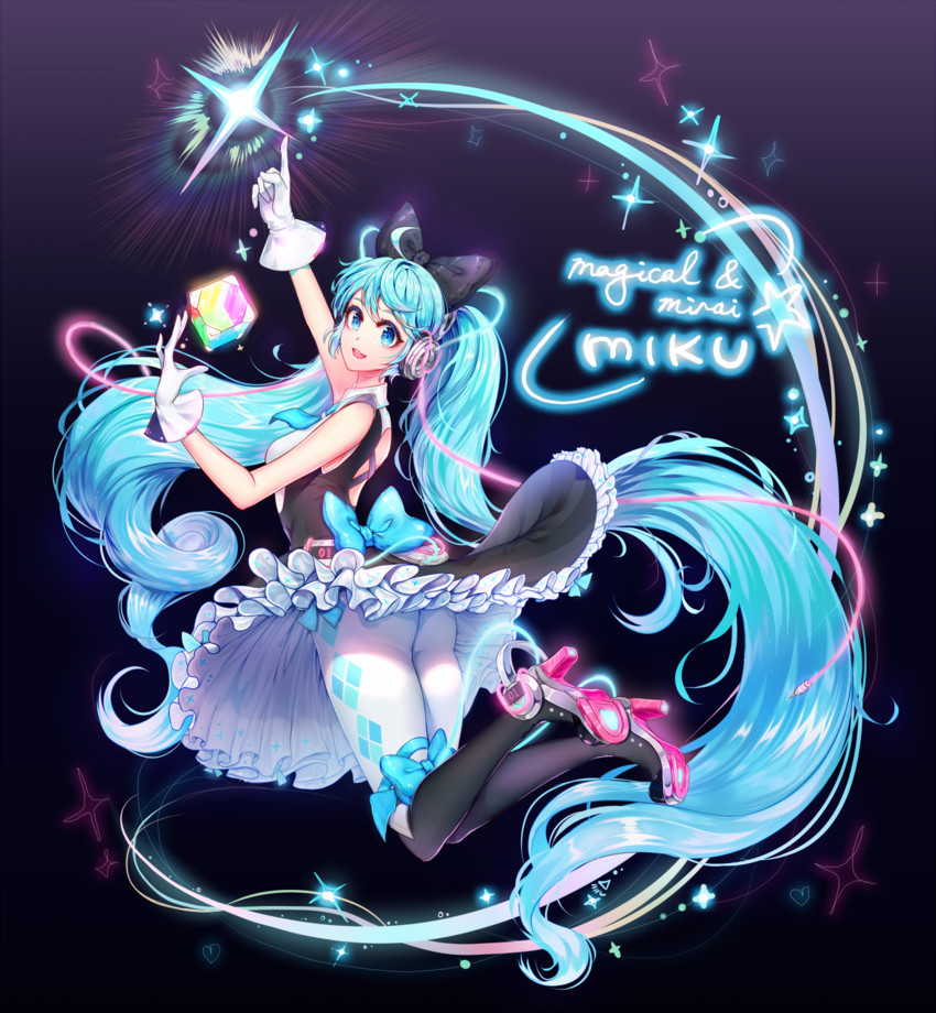 hatsune miku and magical mirai miku (vocaloid and 1 more) drawn by ozzingo