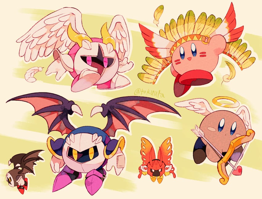 kirby, meta knight, morpho knight, galacta knight, dark meta knight, and 3 more (kirby) drawn by tokuura