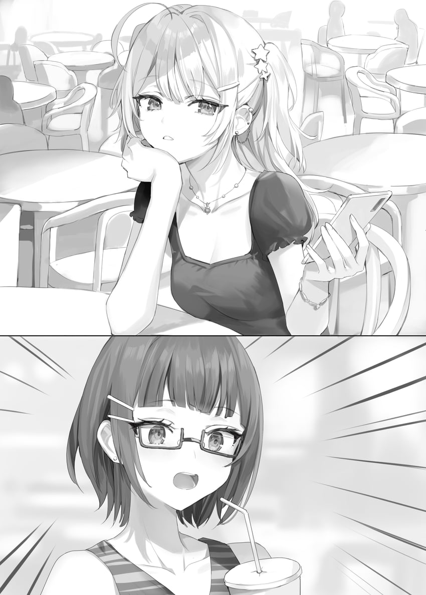 miyamae nonoa and taniyama sayaka (tokidoki bosotto roshia-go de dereru tonari no alya-san) drawn by momoko_(momopoco)
