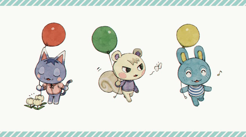 rosie, marshal, and hopkins (animal crossing) drawn by kaji_(oni_atat)