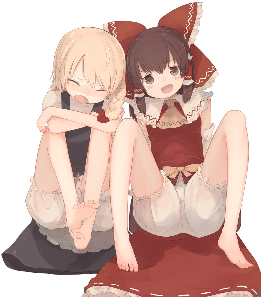 hakurei reimu, kirisame marisa, kanna, and suzu (touhou and 1 more) drawn by miyako_(naotsugu)