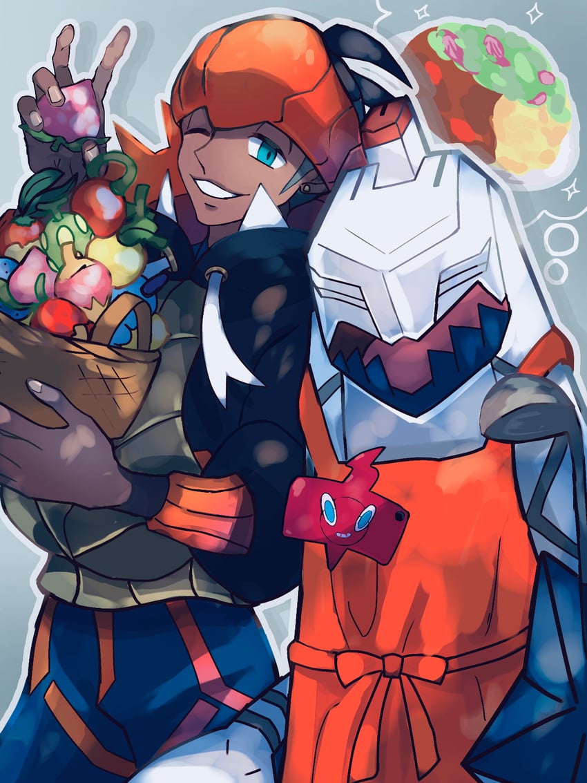 rotom, raihan, rotom phone, and duraludon (pokemon and 1 more) drawn by imu_(acmg3475)