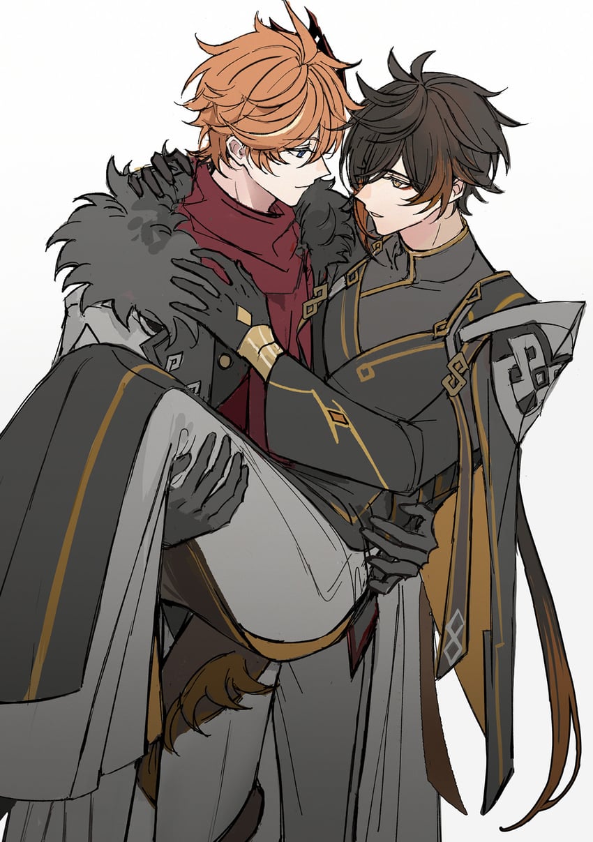 zhongli and tartaglia (genshin impact) drawn by udgg093577