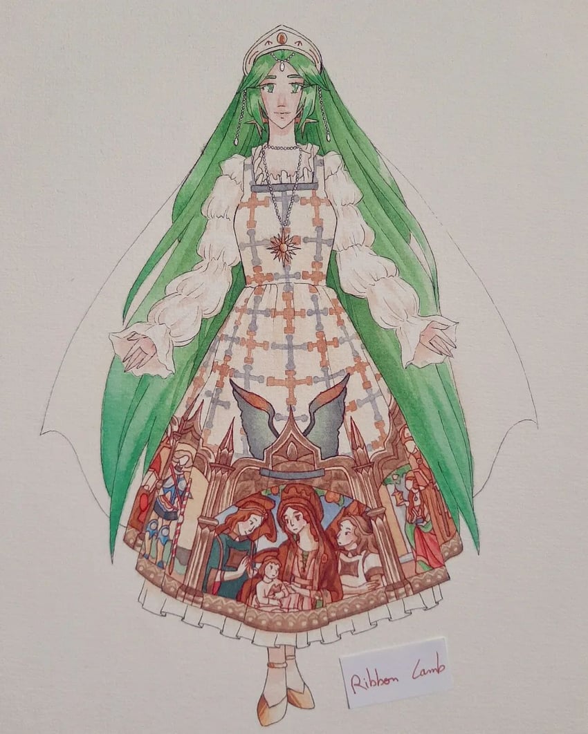 palutena (kid icarus and 1 more) drawn by ribbon_lamb