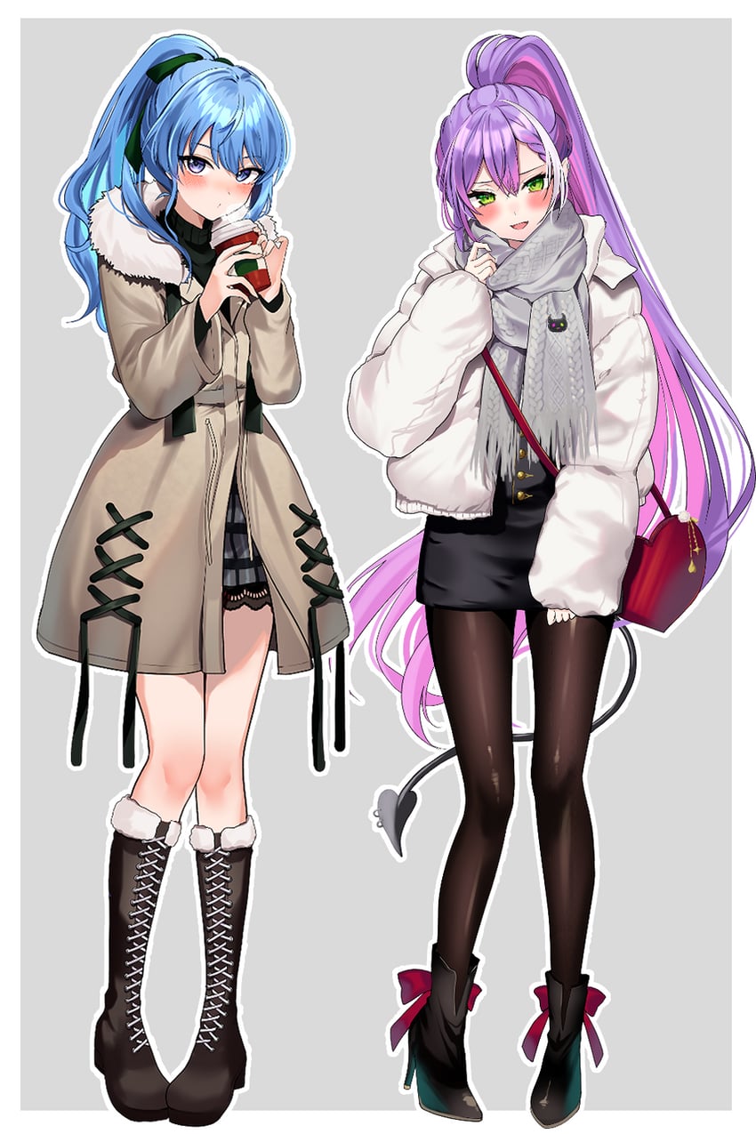hoshimachi suisei and tokoyami towa (hololive) drawn by tako_8_yaki