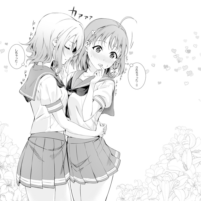 watanabe you and takami chika (love live! and 1 more) drawn by yuuki_(nijiiro_palette)