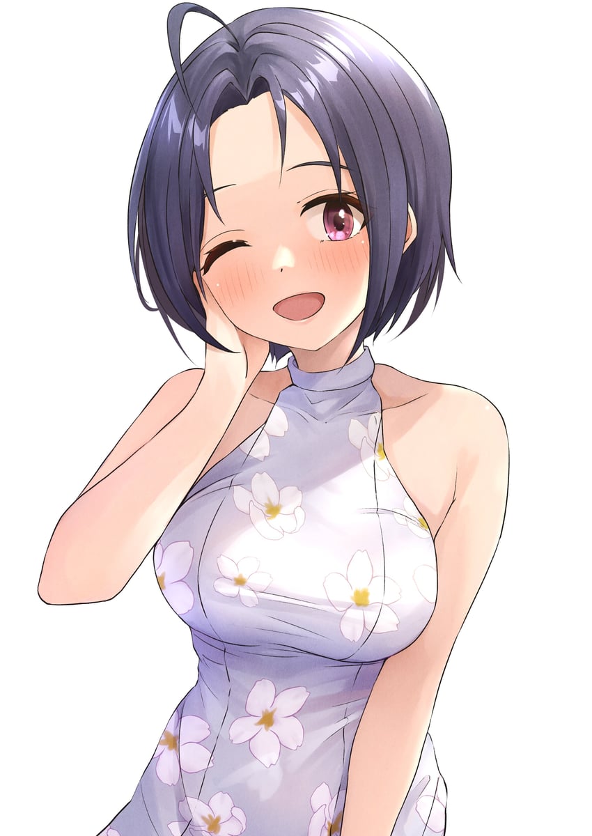 miura azusa (idolmaster and 2 more) drawn by b1ack_illust