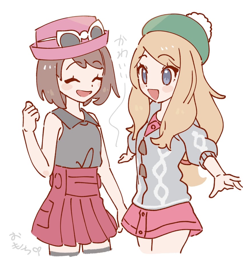 gloria and serena (pokemon and 2 more) drawn by omochi_(omotimotittona3)