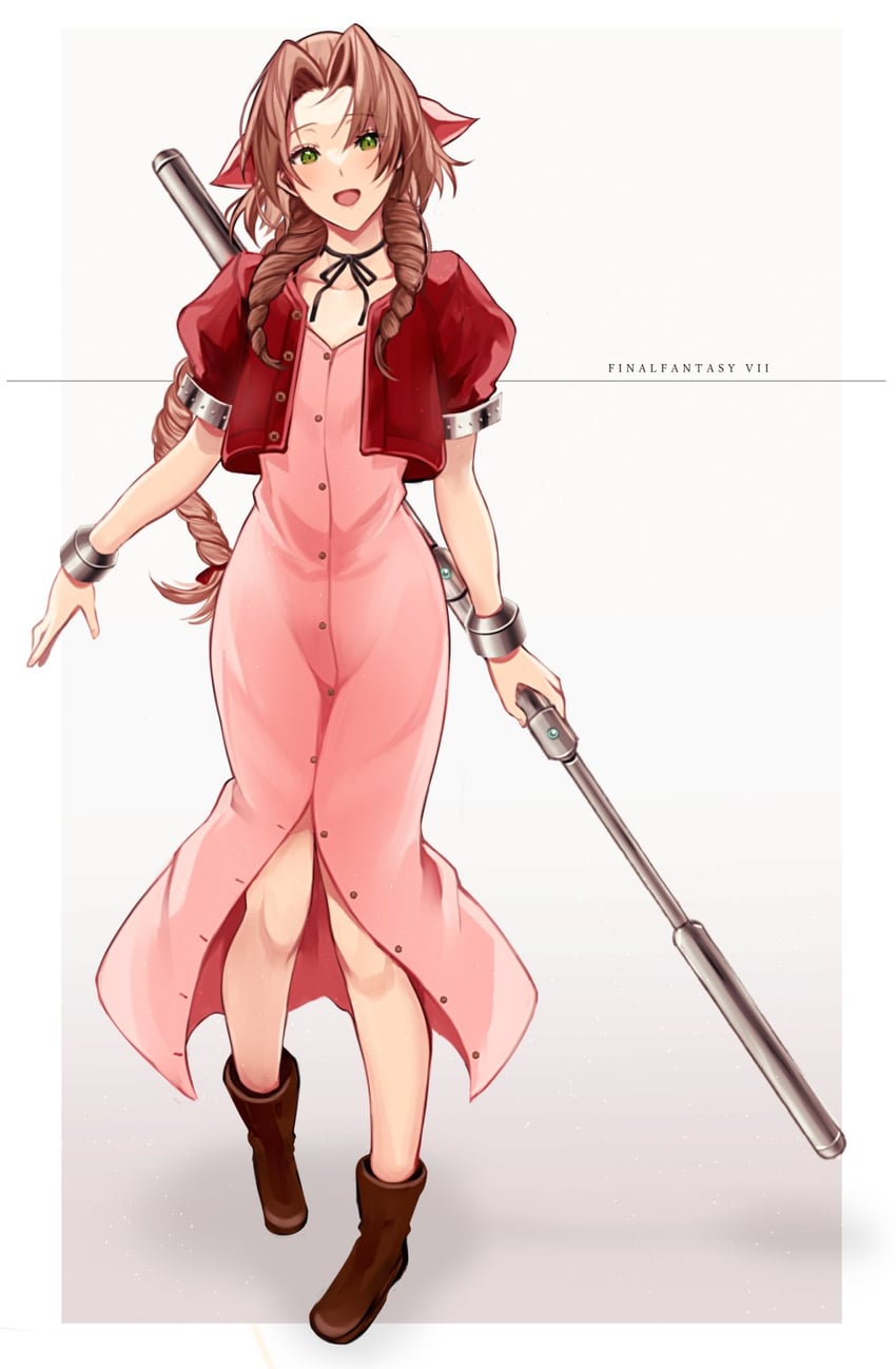 aerith gainsborough (final fantasy and 1 more) drawn by rogobo_(rgb_0127)