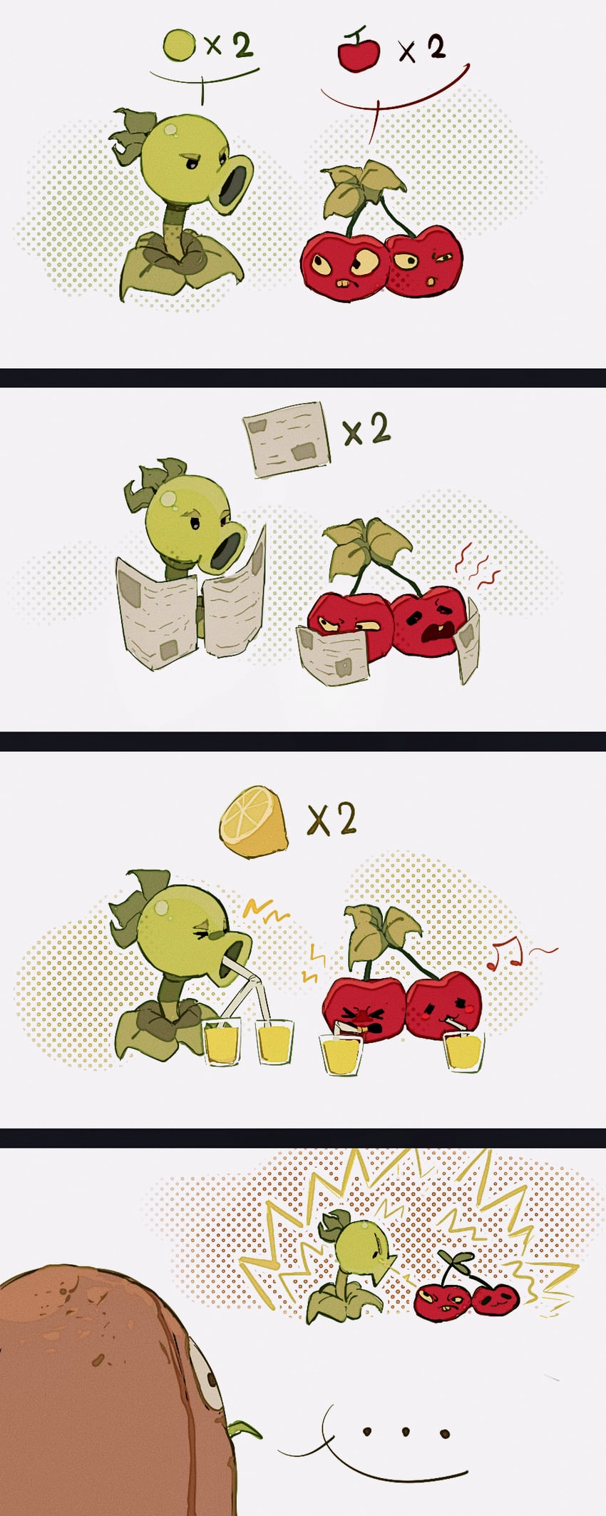 wall-nut, repeater, and cherry bomb (plants vs. zombies) drawn by hightguy
