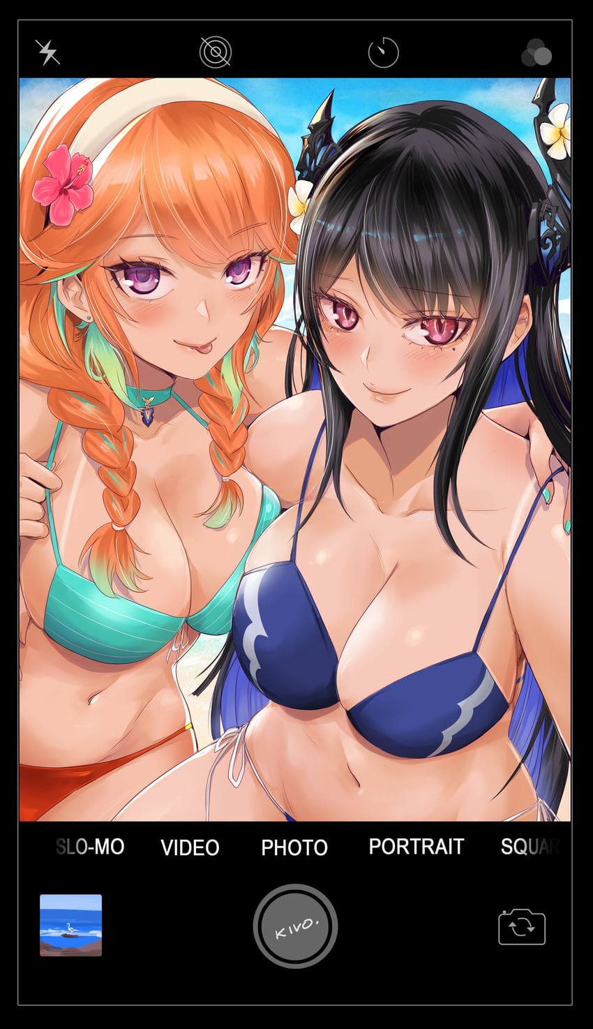takanashi kiara and nerissa ravencroft (hololive and 1 more) drawn by kivo