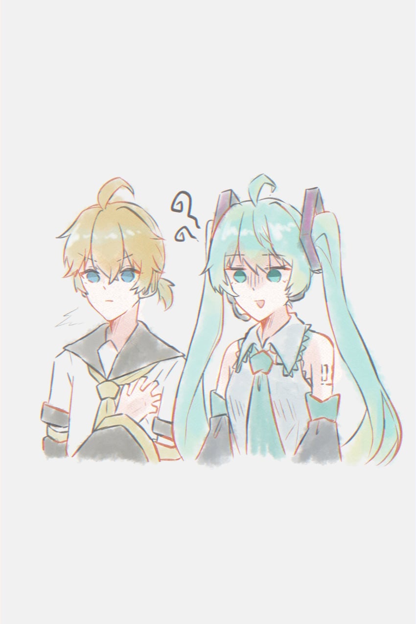 hatsune miku and kagamine len (vocaloid) drawn by carin_(c_arin1012)